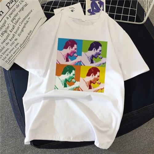Women Freddie Mercury The Queen Band White T-shirts Female Short Sleeve Tees 2020 Summer Brand Rock Clothing Girl Tops
