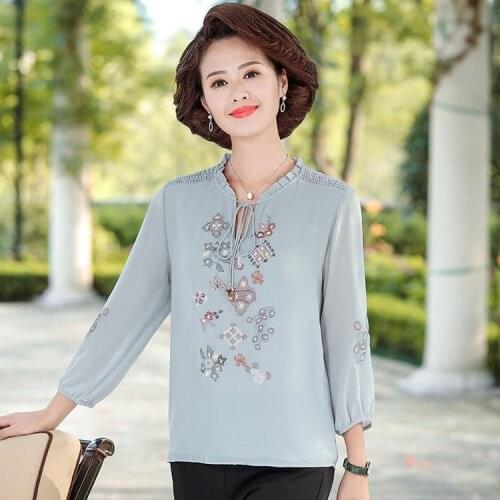 Plus Size Women Tops Floral Embroidery Chiffon Blouse Shirt Fashion Womens Tops And Blouses 2021 Long Sleeve Women Shirt
