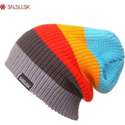 SN.SU.SK Winter Hats for Mem Women Cap High Quality Knitting Ski Hat cross country skis Caps Chapeu Gorros Mujer Invierno Bonnet