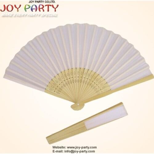 10pcs/lot 21cm White Color Fabric Hand Fan, Silk Hand Fan Wedding Party Promotion Favor