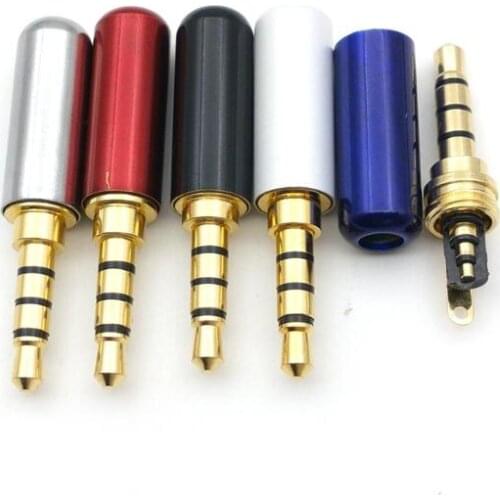 100pcs copper Gold plated 1/8" 3.5mm male 4pole Earphones plug Solder Cable
