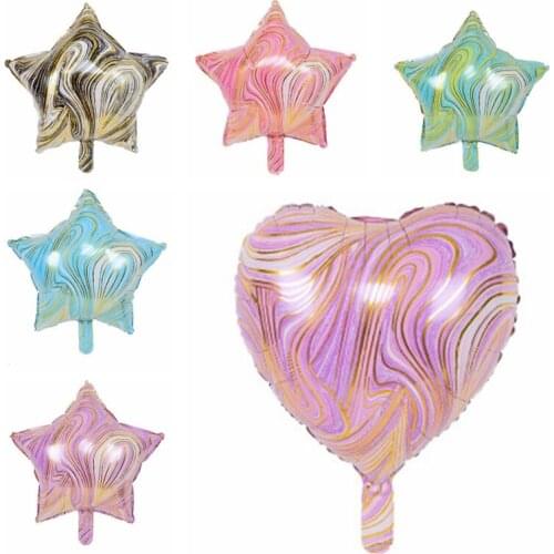 18 Inches Multicolor Agate Star Heart Foil Balloons Birthday Wedding Decorations Aluminum Balloon Helium Globos Party Supplies