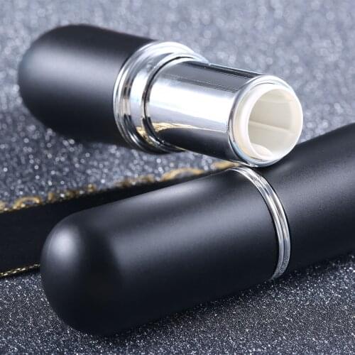 2pcs 12.1mm Black Round Empty Lipstick Tubes Refillable DIY Lip Gloss Lip Balm Containers Cosmetic Tool