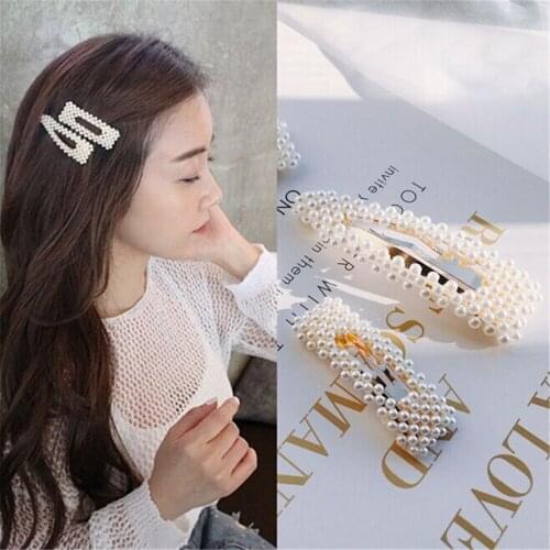 2019 New Fashion Women Pearl Hair Clip Snap Hair Barrette Stick Hairpin Hair Styling Accessories For Women Girls Dropshipping