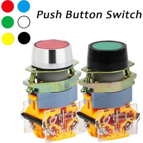 22mm Push Button Switch Self Reset Return No Lock Screw Fixed Panel Latching Maintained 1NO1NC LA39 Red Green