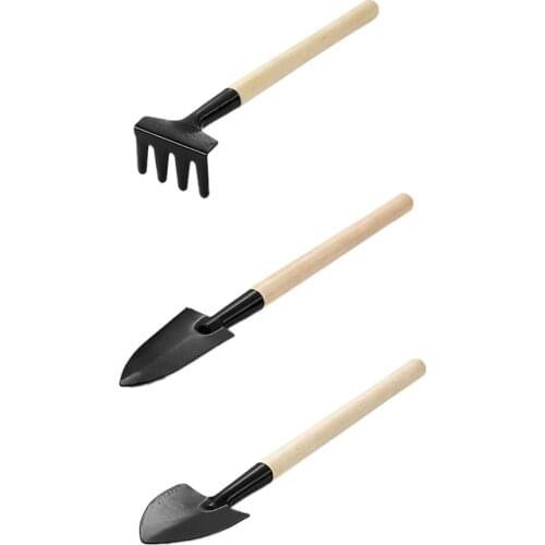 3 Pcs Garden Hand Trowel Shovel Spade Digging Gardening Tool With Wooden Handle