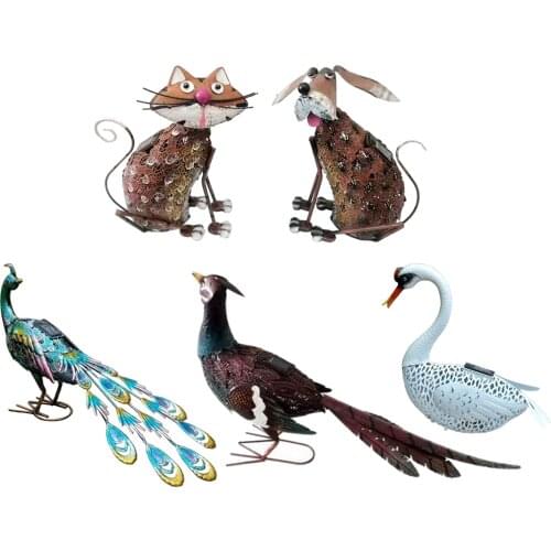 Animal Shape Lamp 3D Solar Powered Garden Decorations Lights, Metal Figures Outdoor Welcome Animal Statue, Lawn Patio Statue