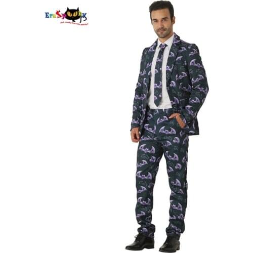 Eraspooky 3D print Bats Suits For Men Devil Halloween Costume Adults Darkness Coat Carnival Party Blazer Fancy Dress Slim Fit