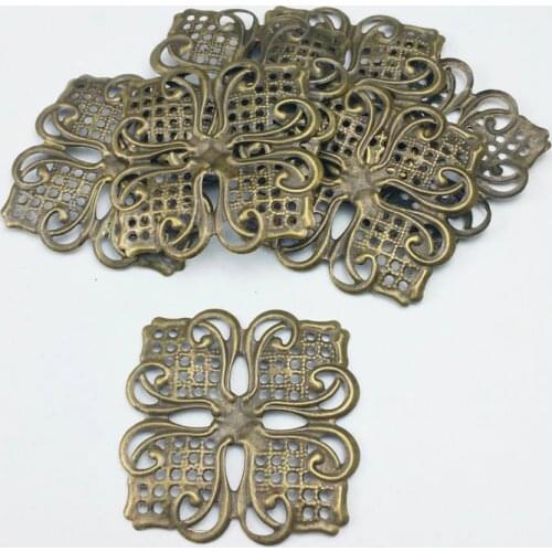 45mm 20pcs Wholesale Filigree square crafts Hollow Embellishments Findings,Jewelry Accessories,Bronze Tone ornaments