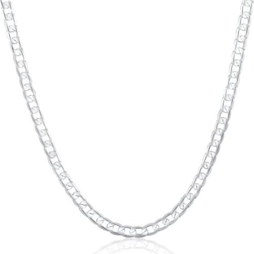 6MM Silver 925 Jewelry 1：1 Curb Link Necklace Chains For Men Female Fashion Women Accessories Gift