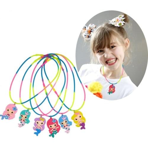 6pcs Little Mermaid Party Supplies Mermaid Necklaces Hairpin Birthday Party Decorations Kids Girls Gift Baby Shower Party Favors
