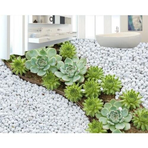 Beibehang Custom mural 3D cobblestone cactus bathroom floor painting pvc waterproof padded wear-resistant floor papel de parede