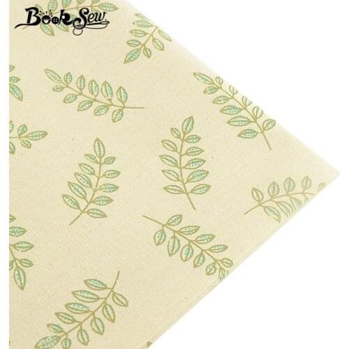 Booksew Green Leaf Cotton Linen Fabric Meters Canvas Tissu DIY Sofa Cushion Tablecloth Bag Curtain Cabas Telas Patchwork Algodon