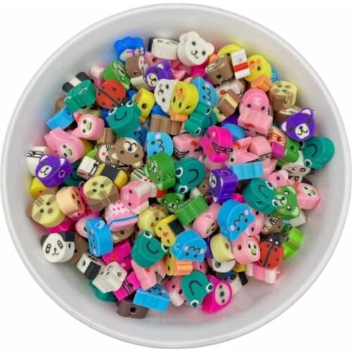 25 pcs 10mm Polymer Clay Fimo Mixed Animal Figure Beads, jewelry Making
