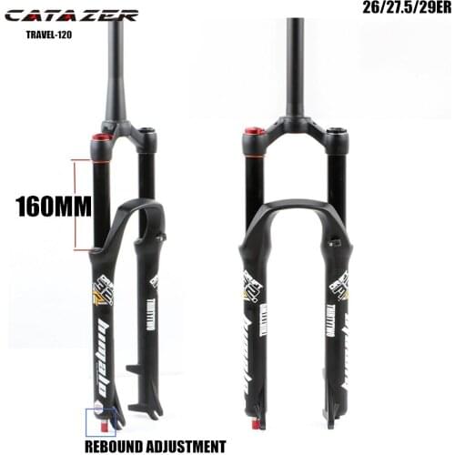 Catazer MTB Suspension Air Fork Travel 160mm 26 27.5 29er Rebound Adjustment Quick Release QR Tapered Straight Tube