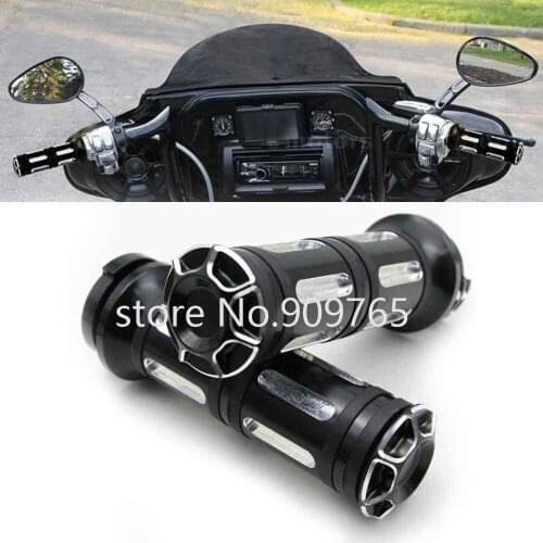 Black 1'' 25mm CNC Edge Cut Handlebar Hand Grips For Dyna Electra Glide Fatboy Heritage Softail Road Glide Touring
