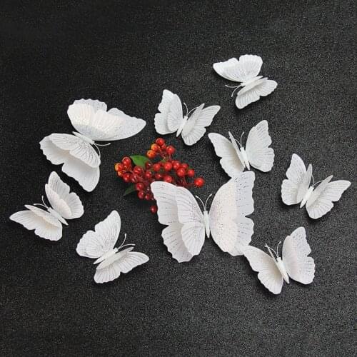 12Pcs Ambilight double-layer 3D Butterfly Wall Sticker for wedding decoration room Butterflies wall decor Fridge Magnet stickers