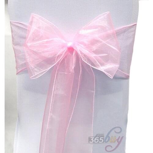 [ Fly Eagle ] 10PCS Organza Chair Sashes Bow Wedding Party Cover Banquet cover sashes #1 pink
