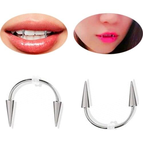 Gothic Medical Stainless Steel Dental Nails Lip Piercing Dracula Nail Studs Cosplay vampire Teeth Jewelry Smile Nail Clips