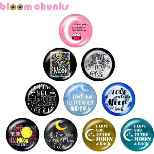 I love you to the moon and back 10pcs mixed 12mm/18mm/20mm/25mm Round photo glass cabochon demo flat back Making findings C22124