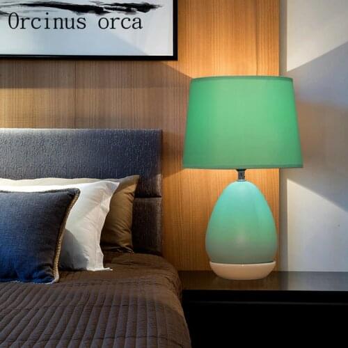 American style creative blue table lamp living room bedside lamp Nordic simple modern fashionable desk lamp free shipping