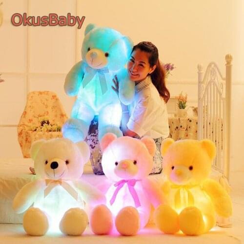 Creative Combination Set Light Up LED Teddy Bear Stuffed Animals Plush Toy Colorful Glowing Teddy Bear Christmas Gift for Kids