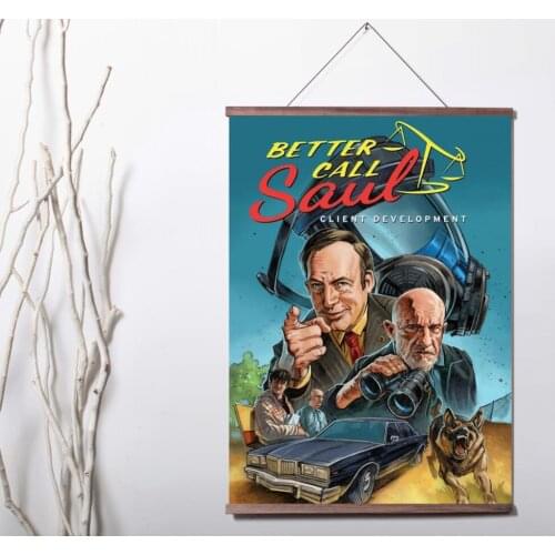 Better Call Saul Art Canvas poster decoration painting with solid wood hanging scroll