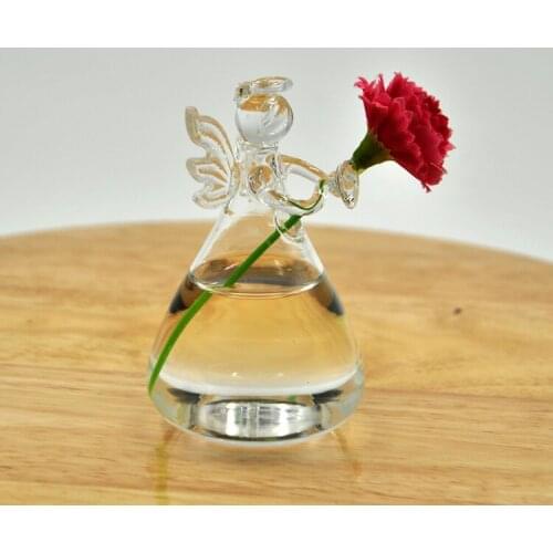 Hot Fashion Angel Clear Glass Wall Hanging Vase Bottle for Plant Flower Terrarium Hydroponic Container DIY Home Wedding Decora