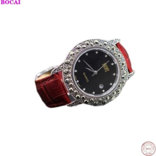 BOCAI Thai silver S925 sterling silver jewelry exquisite craft couple accessories Watch men and womens bracelets