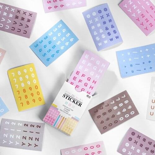Jianqi 48 Color Letter Sticker Set Letter Sticker Aesthetic Scrapbook Material Notebook Accessories Student Stationery