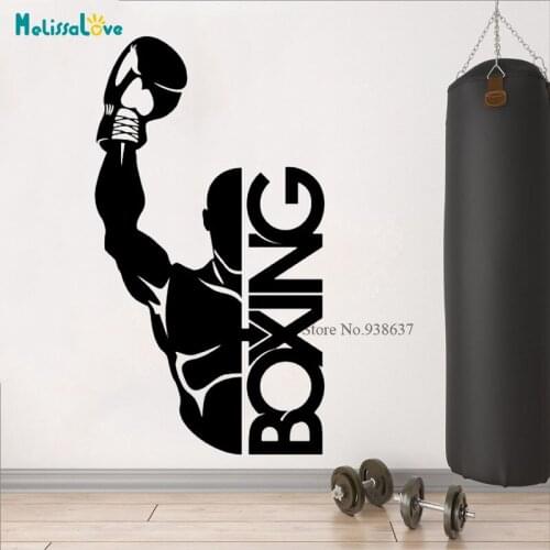Boxing Sticker GYM Decor Kick Boxer Play Car Decal Free Combat Posters Vinyl Striker Wall Decals Parede Decor CL400