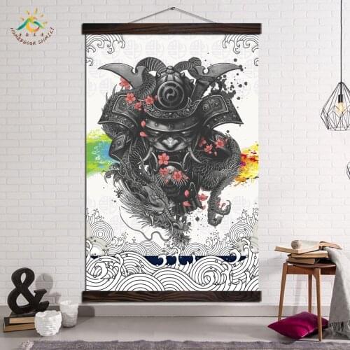Wall Art Modern Picture Prints and Posters Canvas Painting Scroll Frame Wall Pictures Cherry Blossoms Japan Samurai Art