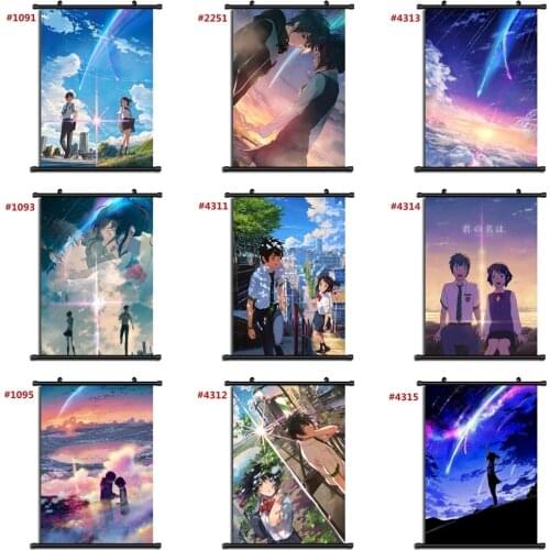 Wall Art Canvas Kimi No Na Wa Your Name Anime Pictures Poster Plastic Scroll Hanging Painting Print Home Decoration Living Room