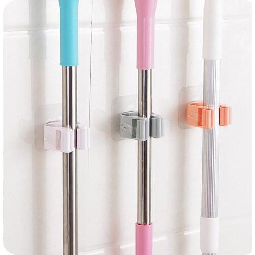 Cheap Wall Mounted Mop Organizer Holder Brush Broom Hanger Home Storage Rack Punch-free Hanging Pipe Hooks Household Tools