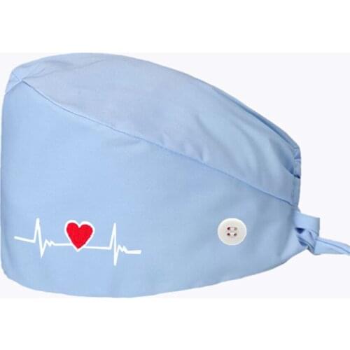 New Heart Shape Embroidery Nurse Hat For Women With Buttons Beauty Salon Pharmacy Bonnet Caps Lab Pet Doctor Surgicals Cap