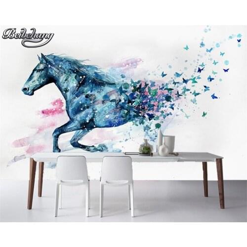 Beibehang wallpaper for walls 3 d Hand painted watercolor horse mural wallpaper photo 3 d living room bedroom TV wall wallpaper