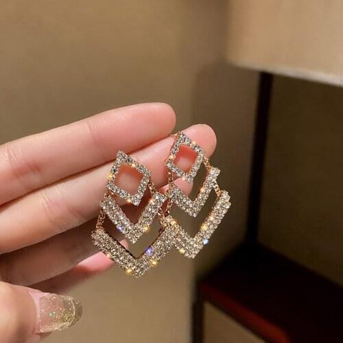 OLIRAFT 2021 Trend Luxury Brand Crystal Drop Dangle Earrings for Women Korean Wedding Party Fashion Unusual Jewelry