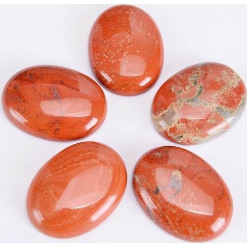 Oval Cabochon Beads Natural Red Jaspers Gem Stone Healing Jewelry Fittings for Women Men DIY Handcrafted Ring Necklace J001