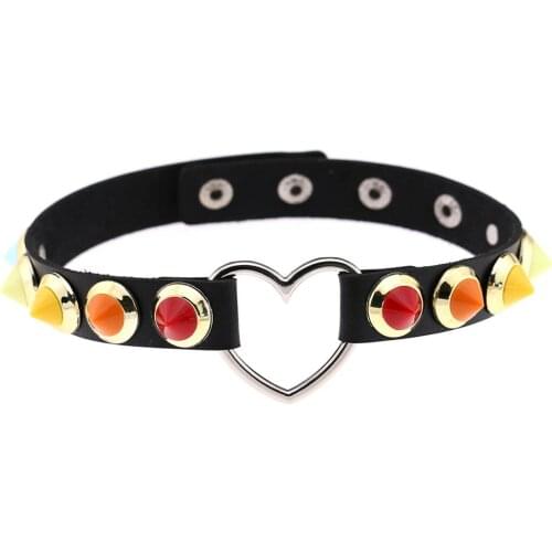 Candy Color Willow Spikes Choker Collar Vegan Leather Witch Jewelry Witches Cosplay Necklace Goth Chocker Gothic Accessories