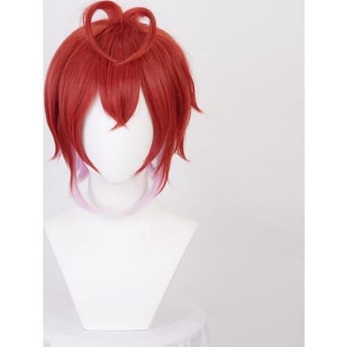 Twisted-Wonderland Riddle Rosehearts Short Mixed Color Synthetic Cosplay Wig Hair Halloween Canrival Wig +Free Hairnet
