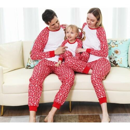 Christmas Pajamas Sets Family Matching Clothes Cartoon Print Stripes Style Daddy Mommy and Me Clothing Suit