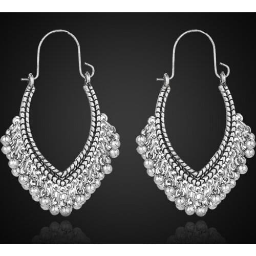 EXYNLON Tassel earrings 2019 New Fashion womans jewelry Bohemian style Vintage ornate rhinestone geometric short