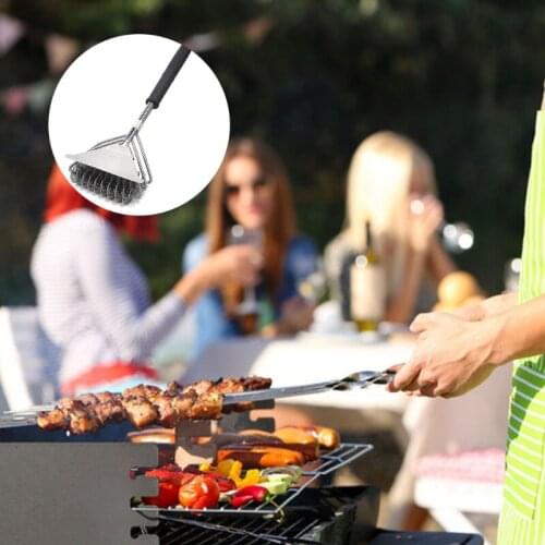 94PF 3 In 1 Stainless Steel Bristle Grill Brush and Scraper Metal Wire BBQ Cleaner