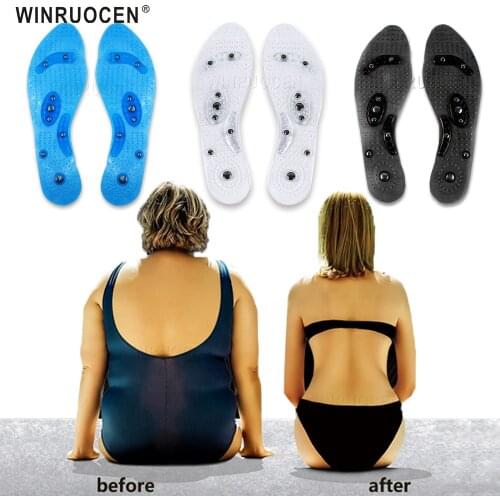 Men And Women PVC Insole Foot Magnetic Therapy Health Care Insole Running Fitness Weight Loss Sports Massage Support Insoles