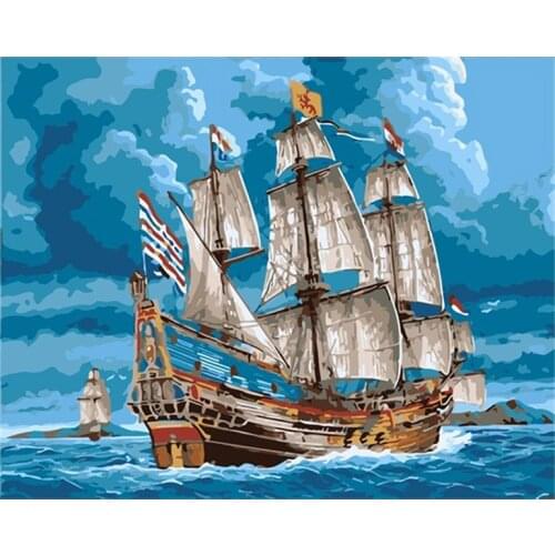 Tetasal DIY Painting by Numbers For Adults Kits Gift Digita Oil Paint Dropshipping On Canvas Sailboat Home Decoration