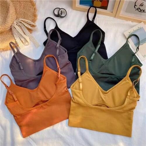 Women Tanks Crop Top Seamless Underwear Female Crop Top Women Sport Tops Sexy Lingerie Low Back Sleeveless Padded Camisole Femme