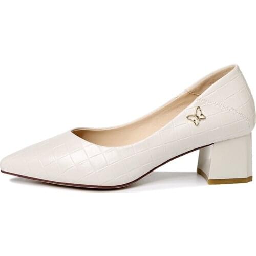 Pointed-Toe Thick-Heeled Single Shoes With Foot Solid Color WomenS Shoes Waterproof Platform WomenS Shoes