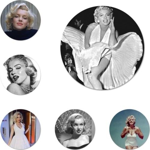 58mm Marilyn Audrey Hepburn and Monroe Icons Pins Badge Decoration Brooches Metal Badges For Backpack Decoration