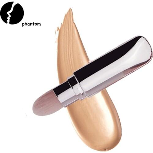 1PC 11cm Portable Retractable Oval Foundation Brush Pink Lipstick Pattern Flat Foundation Cream Brush Blender Makeup Brushes