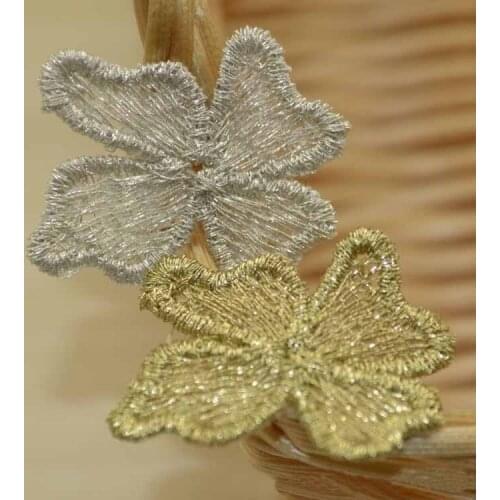 100pcs Gold Embroidered Sewing Patches for Clothing Decoration Silver Lace Applique Embroidery Iron on Sew Cloth Accessories